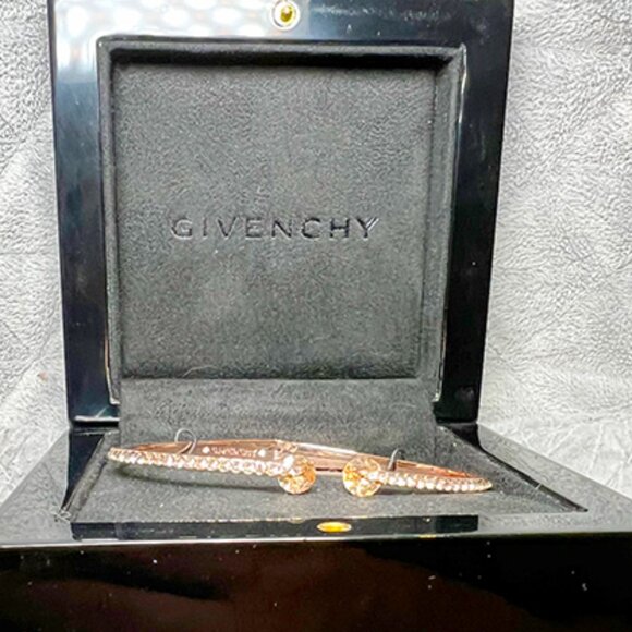 Givenchy Crystal & Pavé Hinged Bangle Bracelet - NIB - Picture 1 of 6